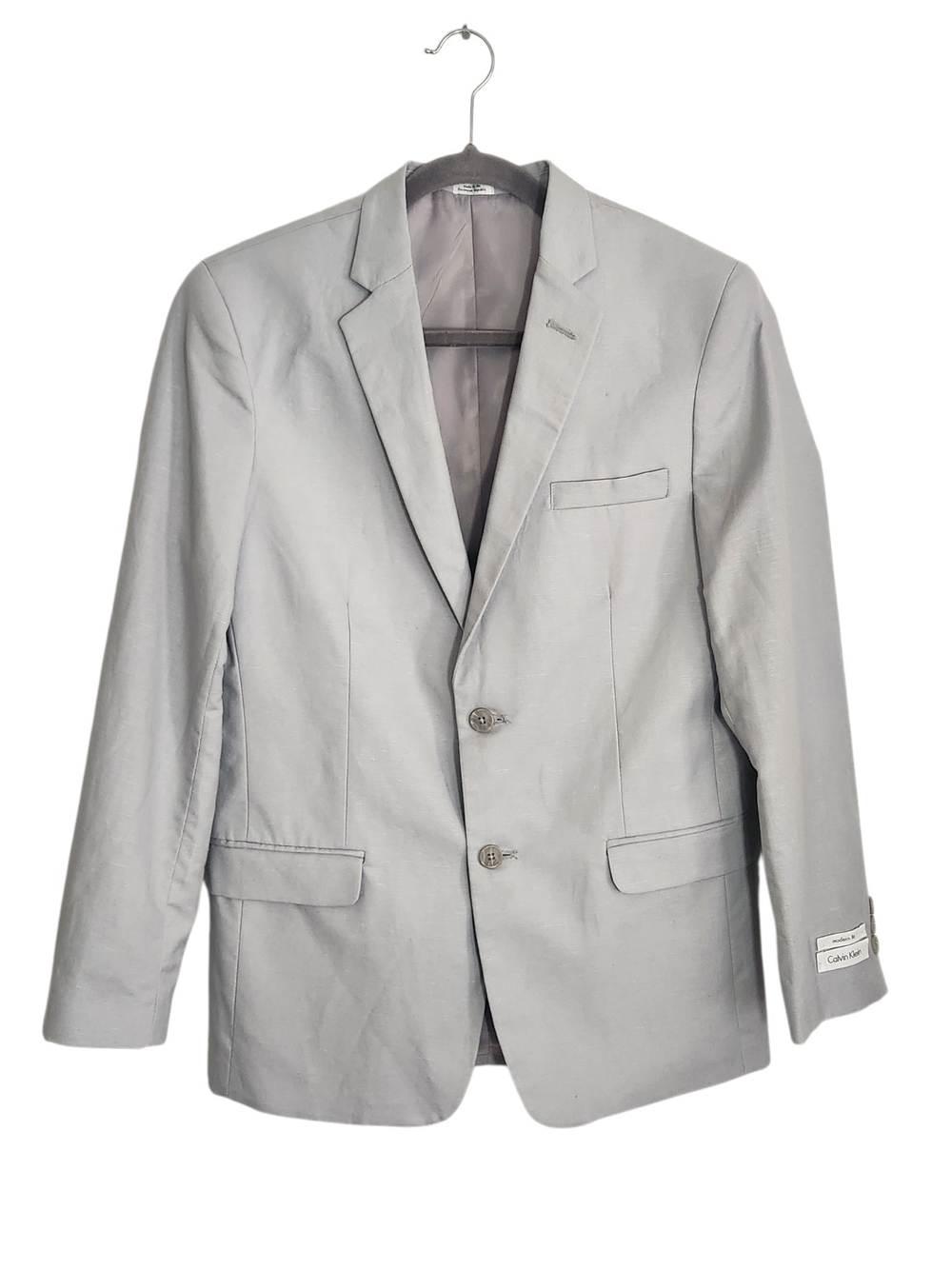 Calvin Klein Light Gray Textured Linen Blend Blazer Size 18 Regular